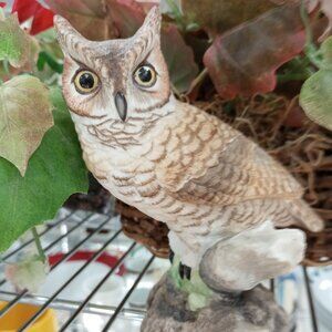 BOEHM Handpainted Porcelain GREAT HORNED OWL Figurine 20074